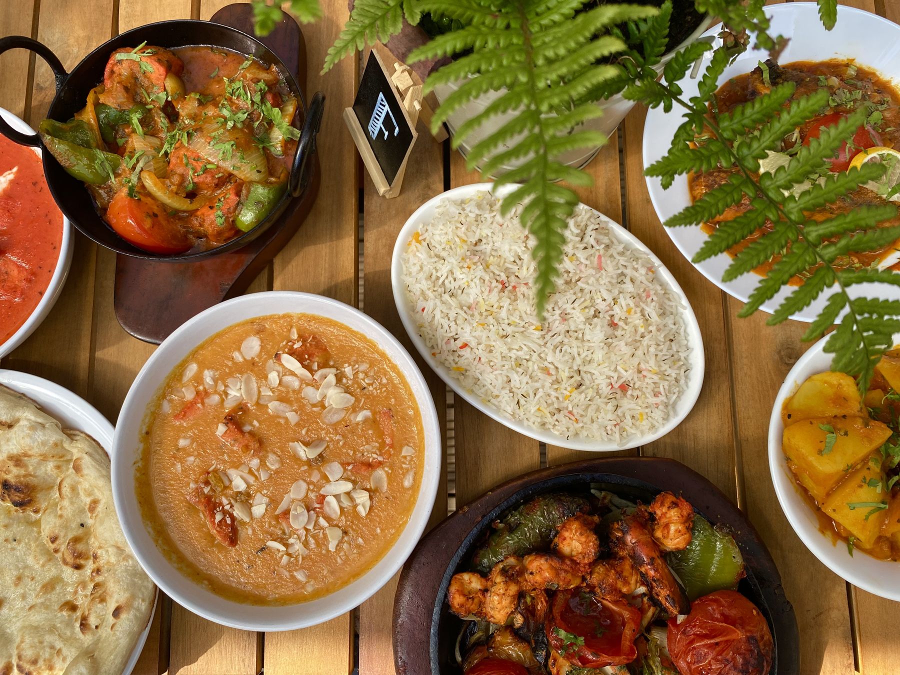 Curry house classics with naan and rice